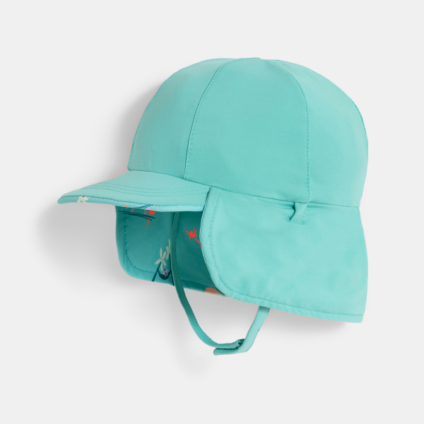 قبعة بحواف عريضة مضادة للأشعة فوق البنفسجية باللون الأزرق للأولاد الصغار